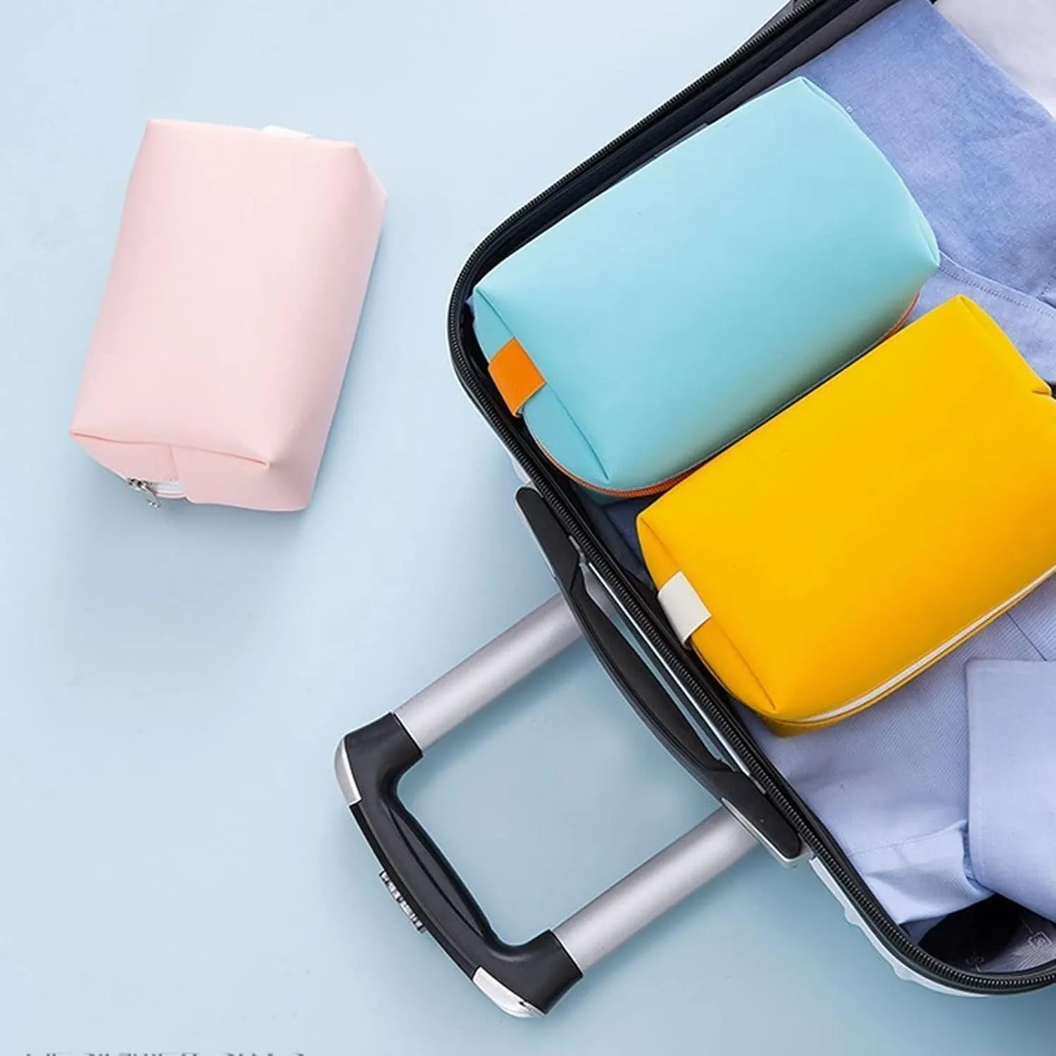Toiletry Travel Cosmetic Makeup Case Women Zipper Make Up Handbag Organizer Storage Pouch Wash Bags (Yellow)