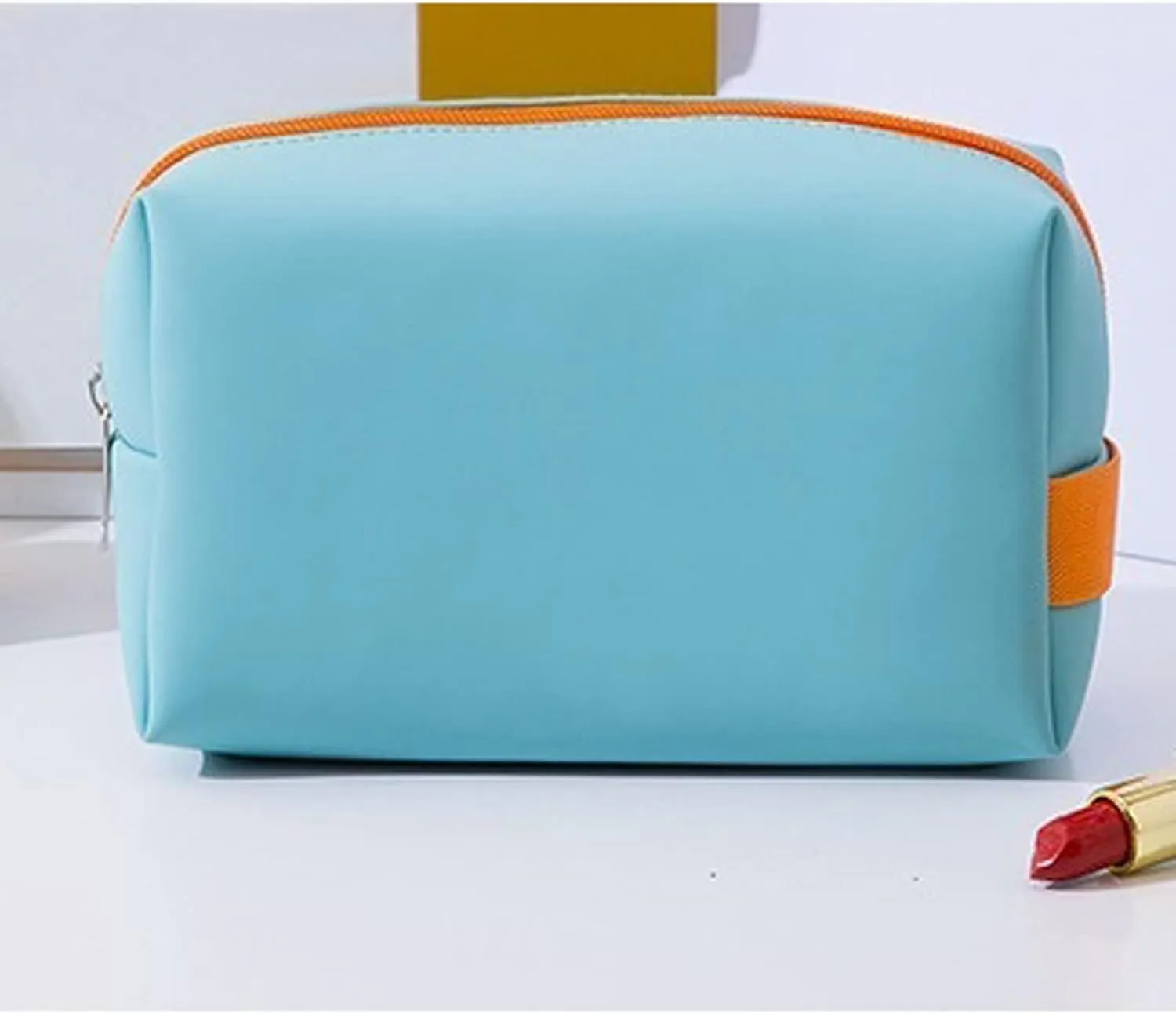 Toiletry Travel Cosmetic Makeup Case Women Zipper Make Up Handbag Organizer Storage Pouch Wash Bags (Yellow)