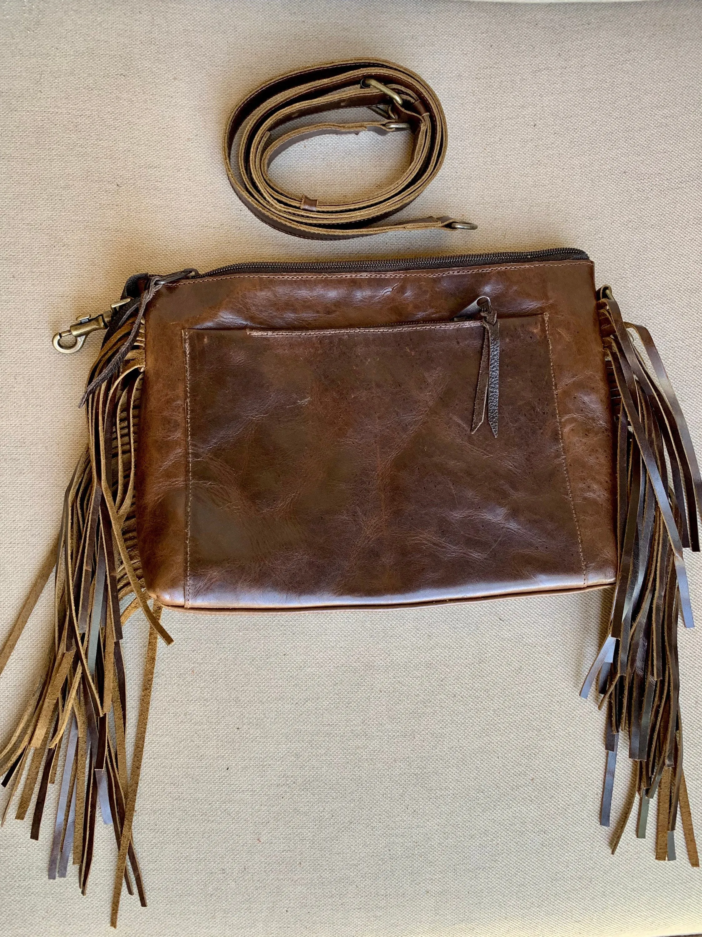 Tooled and cowhide crossbody