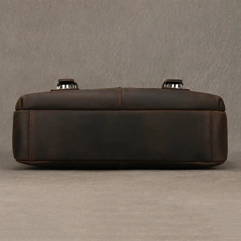 Top Cowhide Crazy Horse Leather 9.7" iPad Shoulder Bag for Men
