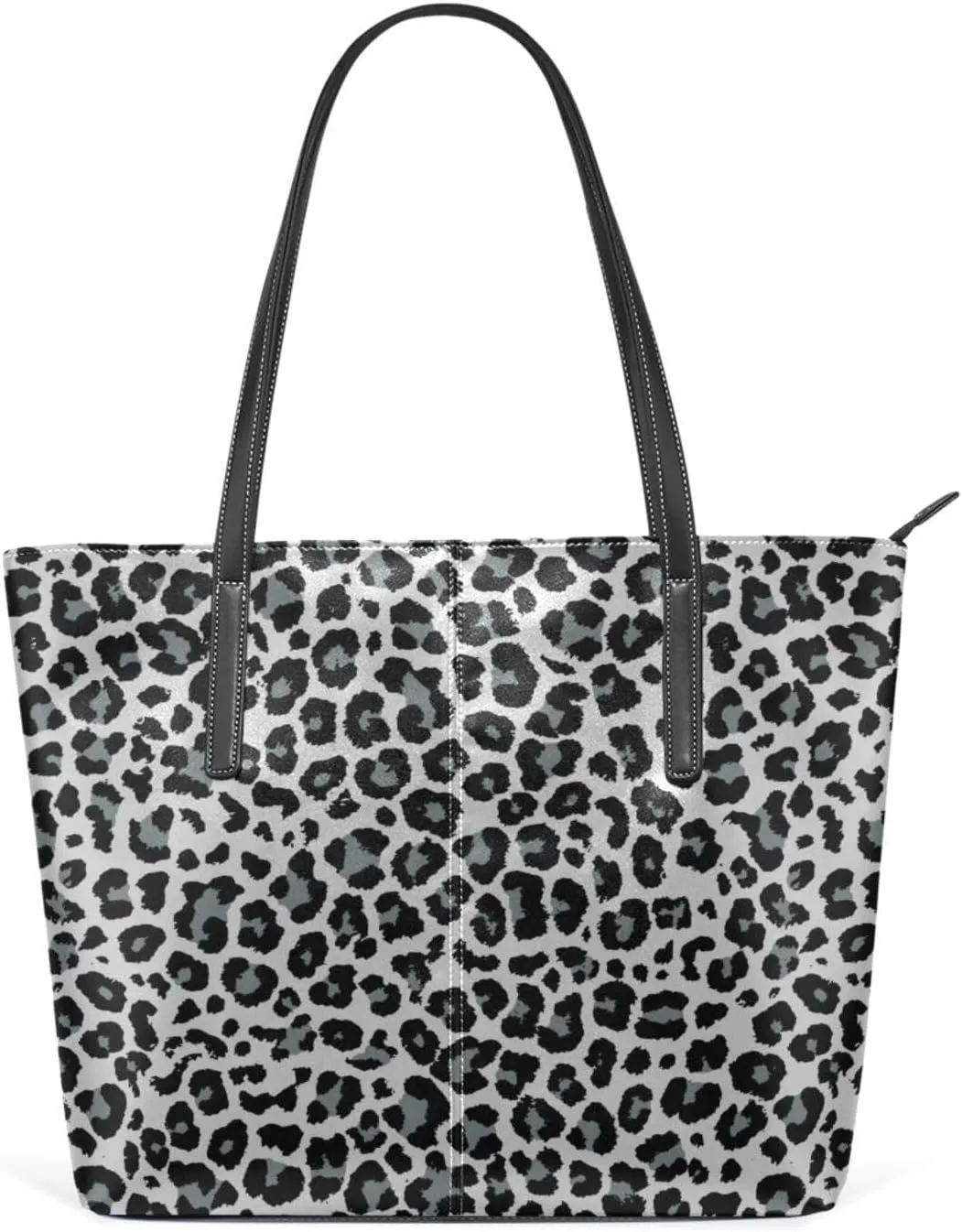 Top Handle Bag for Women Grey Black Cute Leopard Print Vegan Leather Lady Purse Shoulder Bag Travel Satchel Gym Beach Tote with Zipper Weekender Handbag