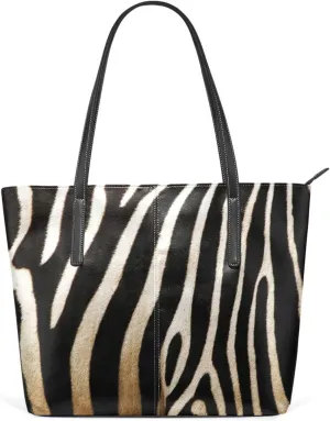 Top Handle Bag for Women Vintage Zebra Skin Vegan Leather Lady Purse Shoulder Bag Travel Satchel Gym Beach Tote with Zipper Weekender Handbag
