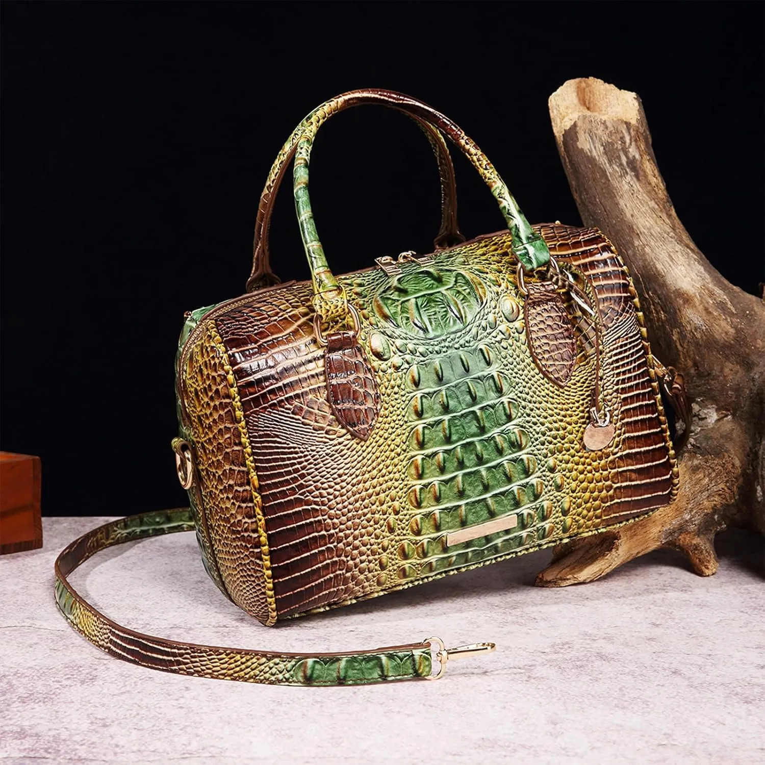 Top-Handle Crocodile Purses For Women Crossbody Leather Bags Trendy Large Capacity Tote with Shoulder Strap