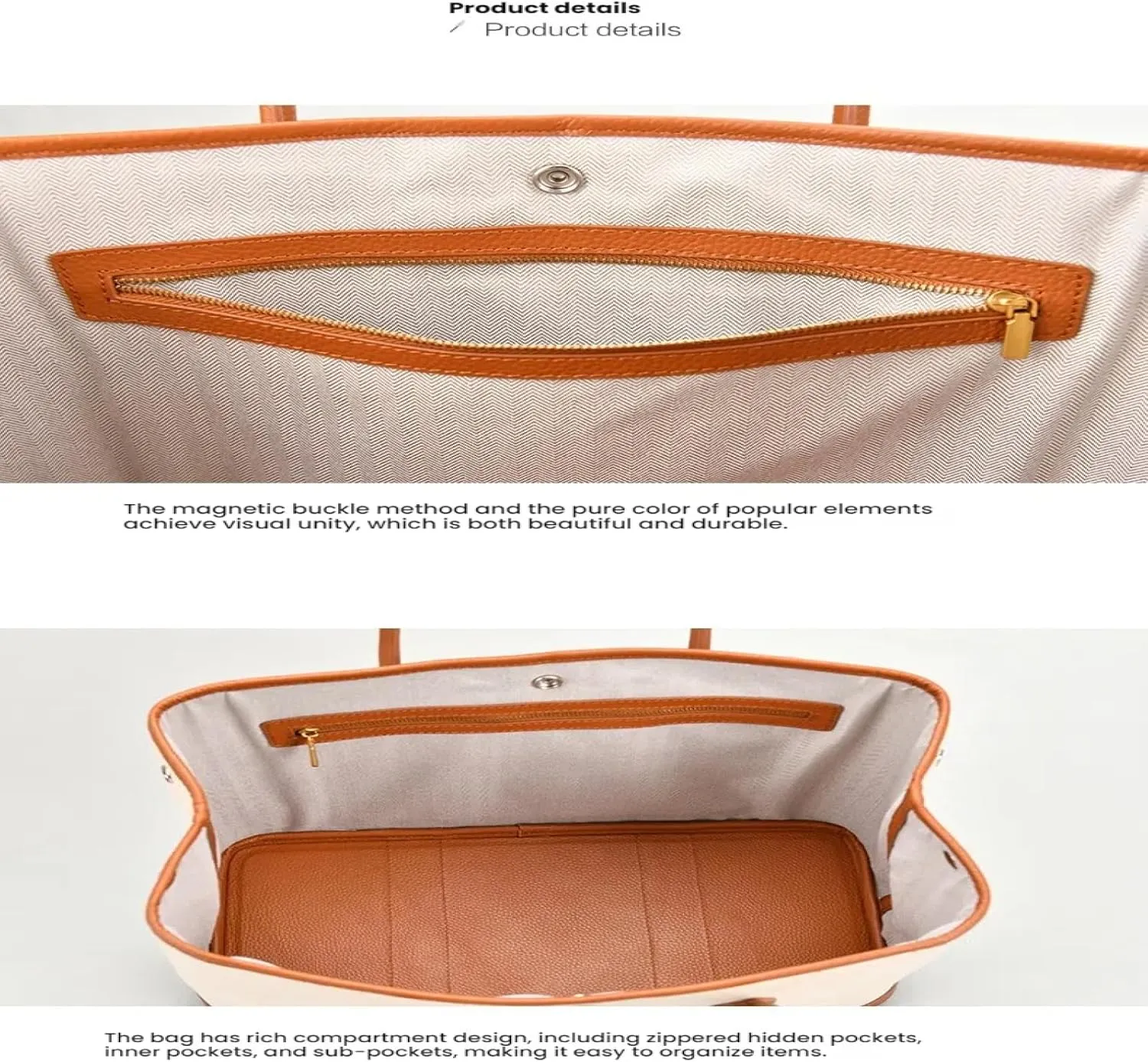 Top Layer Cowhide with Canvas Garden Leather Classic Tote Large Capacity Tote