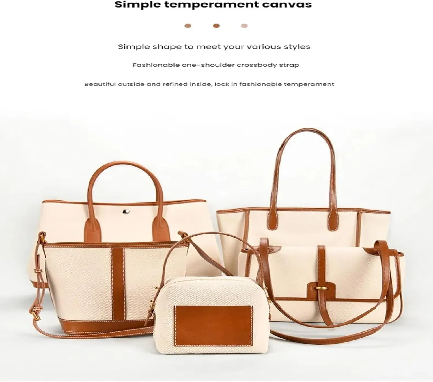 Top Layer Cowhide with Canvas Garden Leather Classic Tote Large Capacity Tote