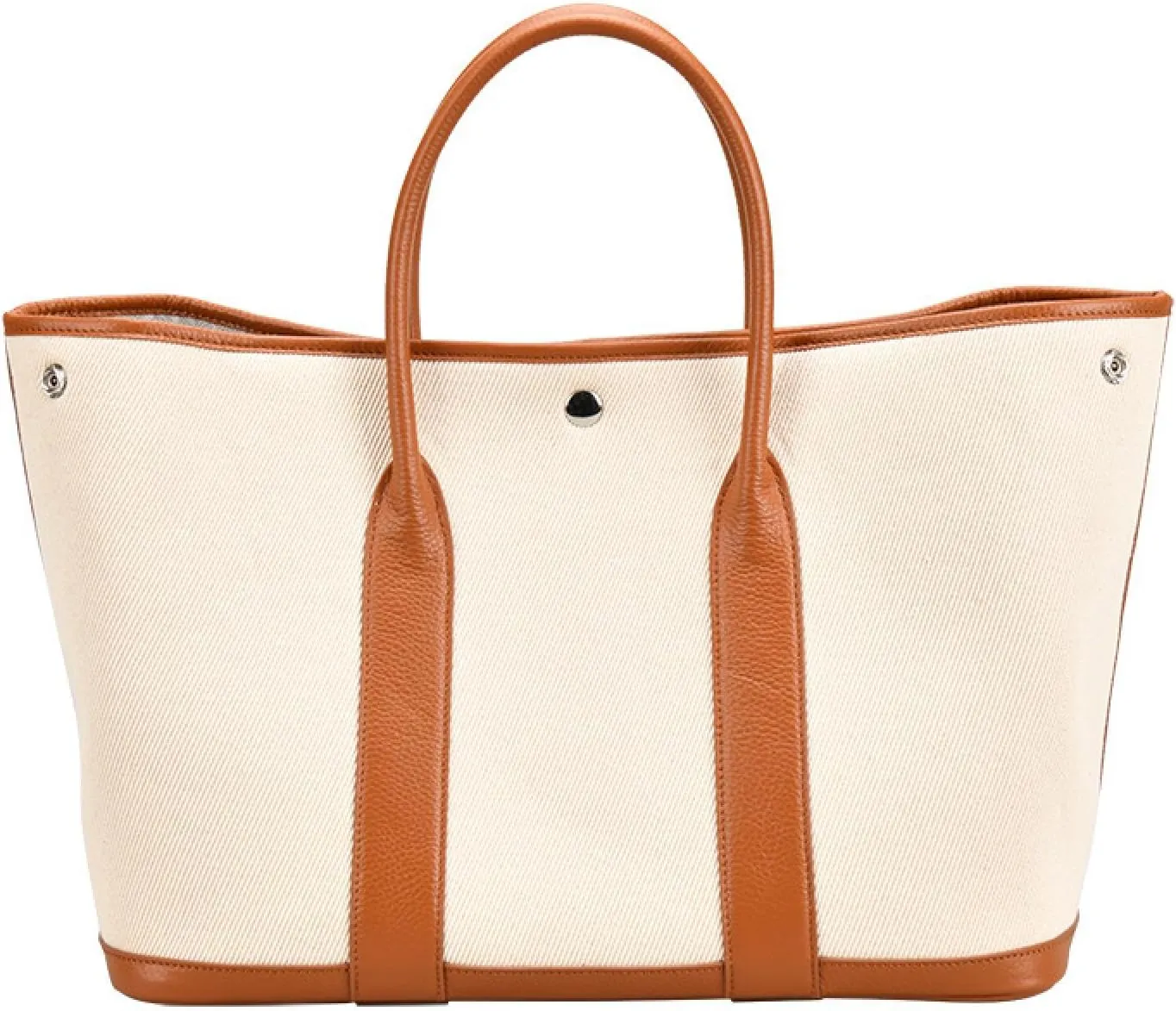 Top Layer Cowhide with Canvas Garden Leather Classic Tote Large Capacity Tote
