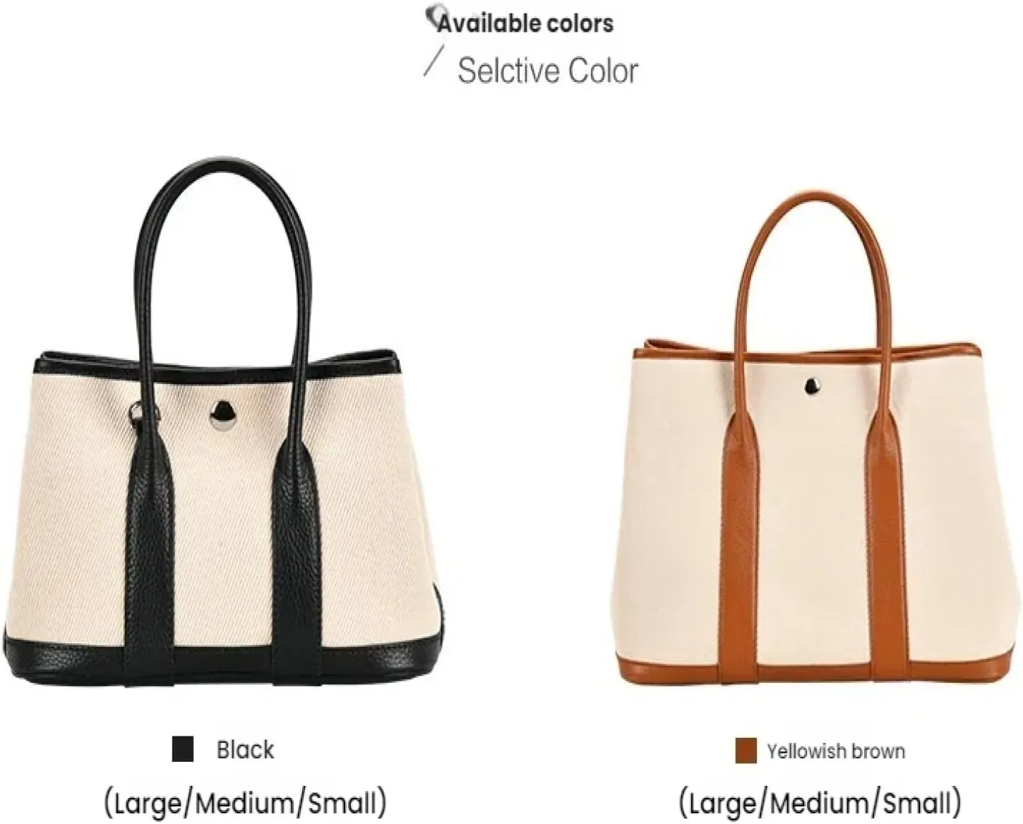 Top Layer Cowhide with Canvas Garden Leather Classic Tote Large Capacity Tote
