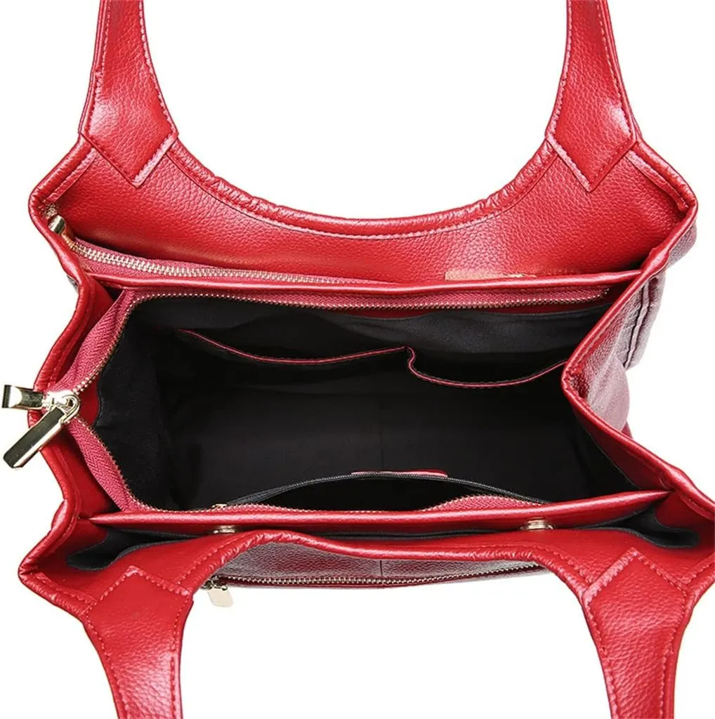 Top Layer Leather Bag Women's Handbag Chartott Bag Leather Women's Bag Single Shoulder Crossbody Bag(D)
