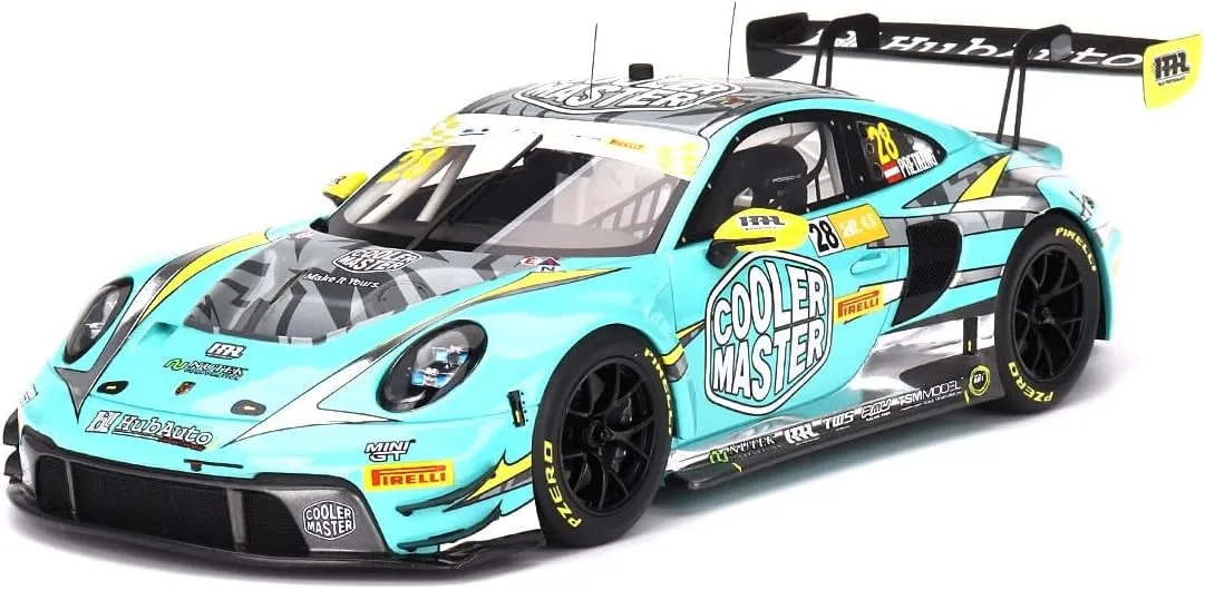 TOP SPEED 1/18 Porsche 911 GT3 R FIA GT World Cup 70th Anniversary 2023#28 Macau Grand Prix HubAuto Racing Finished Product