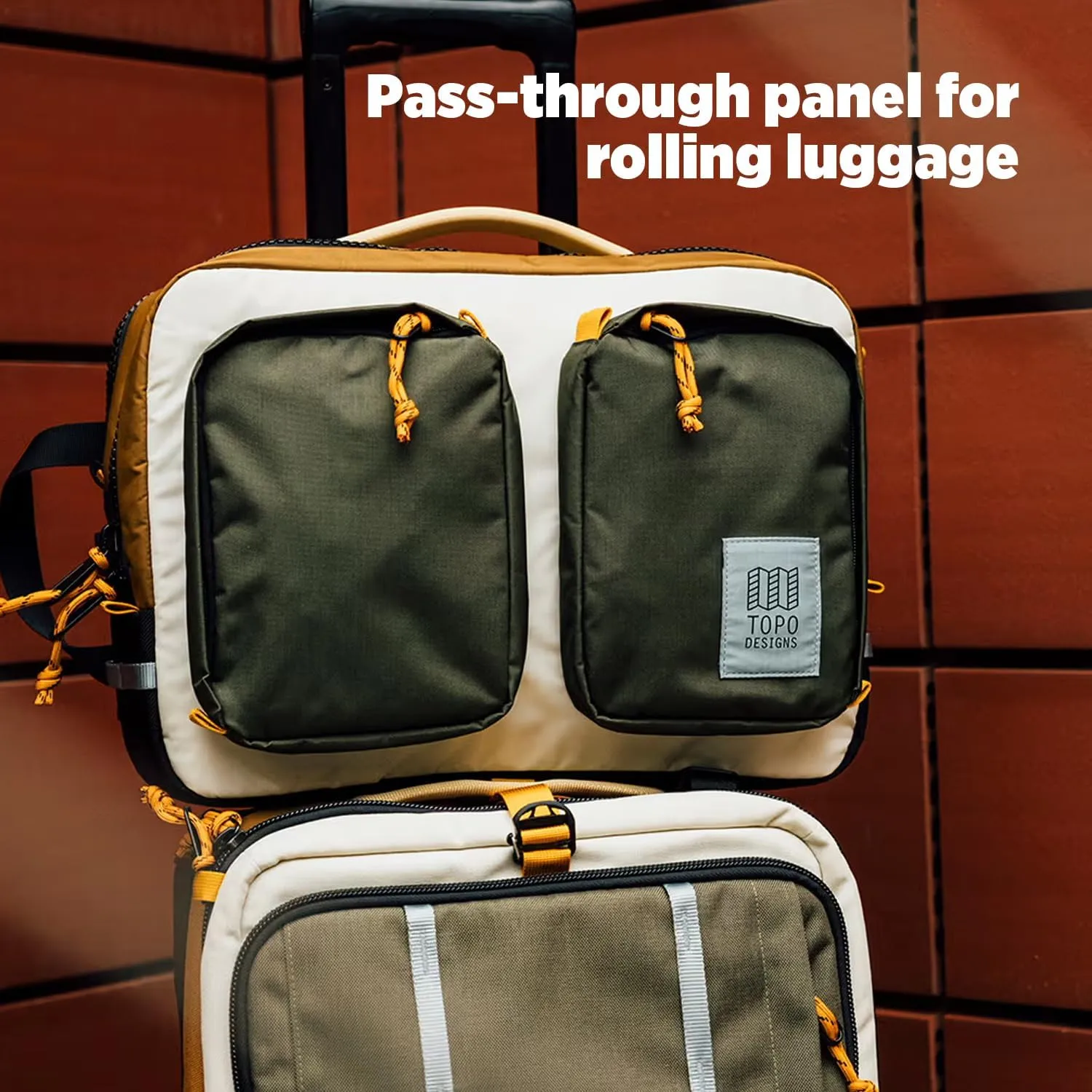Topo Designs Global Briefcase - Bold Daily Carry Bag, Commuting Travel Pack with Oversized Zips, Signature Denver Style (Eco-Friendly/Olive)