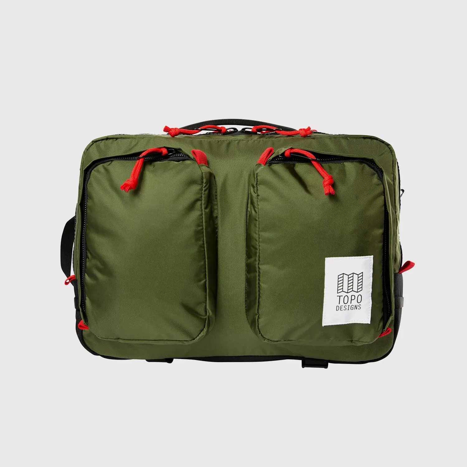 Topo Designs Global Briefcase - Bold Daily Carry Bag, Commuting Travel Pack with Oversized Zips, Signature Denver Style (Eco-Friendly/Olive)