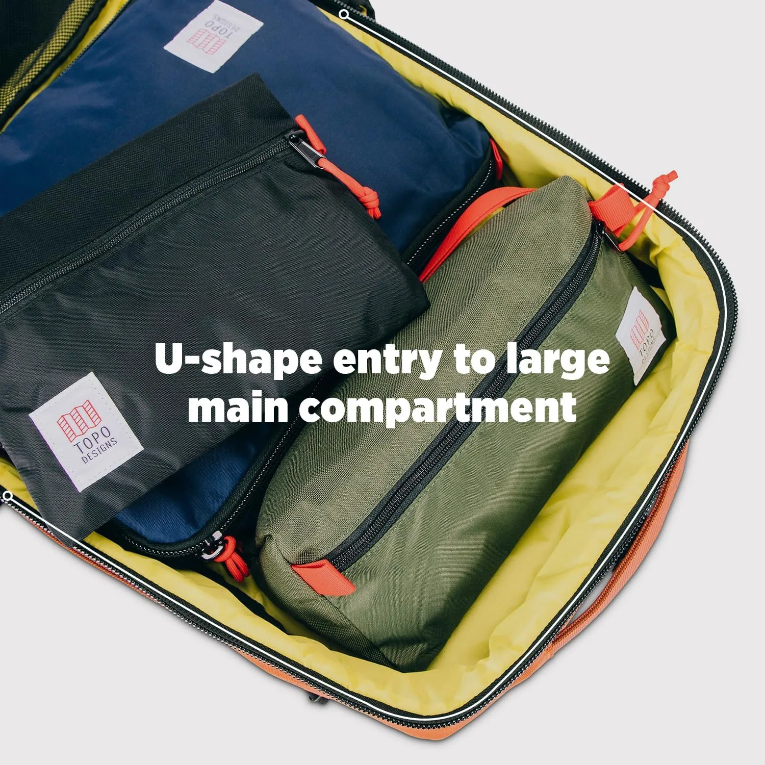 Topo Designs Global Travel Bag 30-40 Liter - Carry-on Compliant Versatile Pack, 3 Carry Options, External Laptop Sleeve (Original, 30L, Palm)