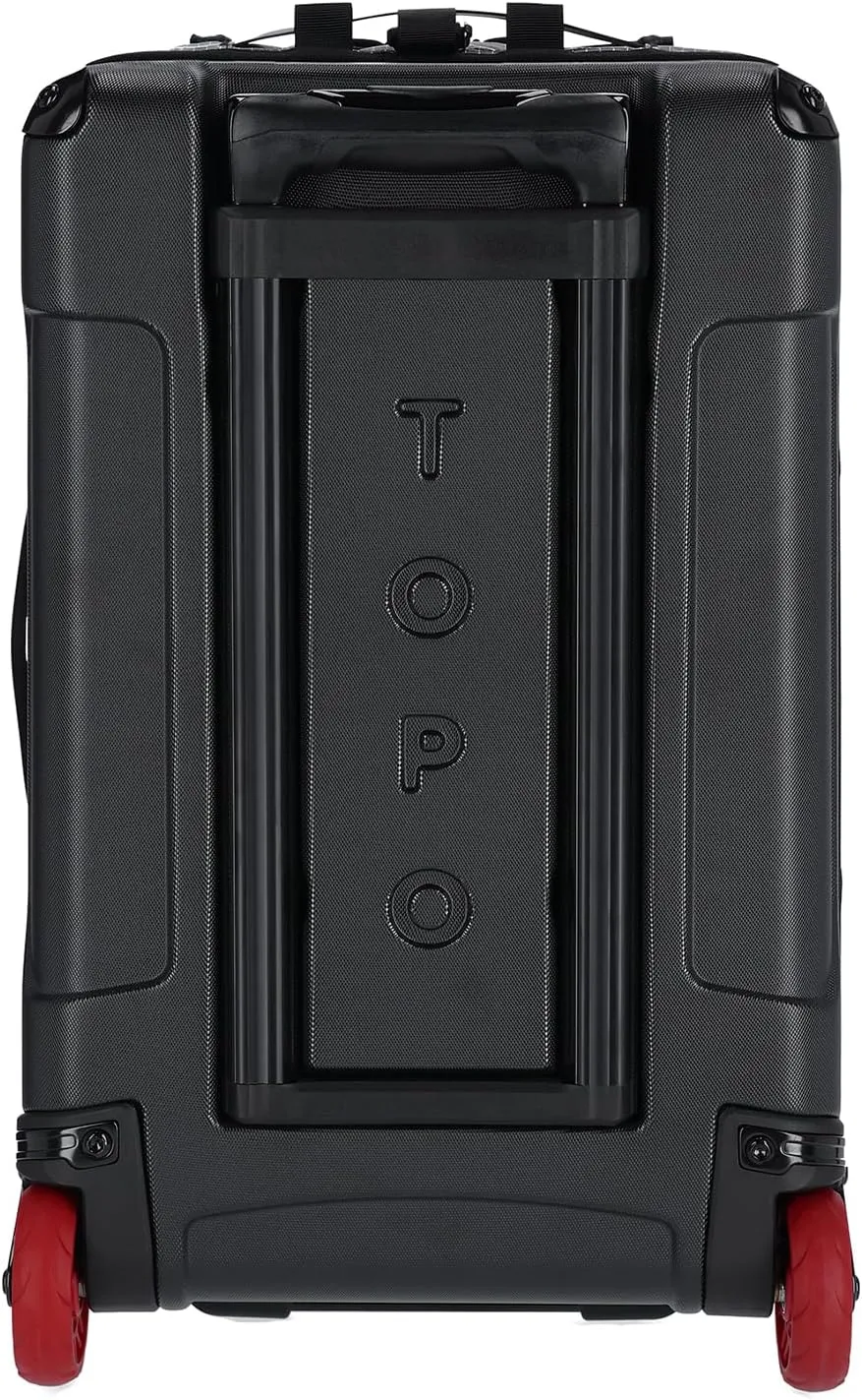 Topo Designs Global Travel Roller Bag Suitcase, Carry-On Friendly, 3 Carry Options, Smooth Heavy Duty Wheels, Telescoping Handle (Black)
