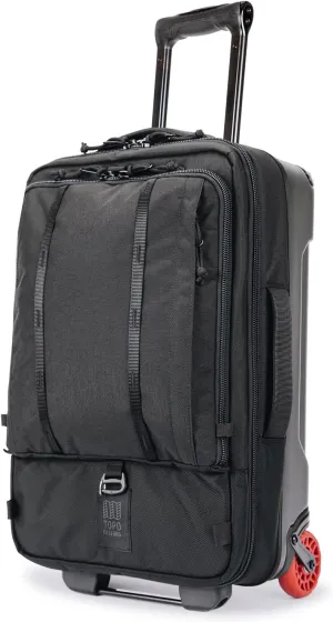 Topo Designs Global Travel Roller Bag Suitcase, Carry-On Friendly, 3 Carry Options, Smooth Heavy Duty Wheels, Telescoping Handle, Designed in Denver CO USA, PFAS Free (Black)