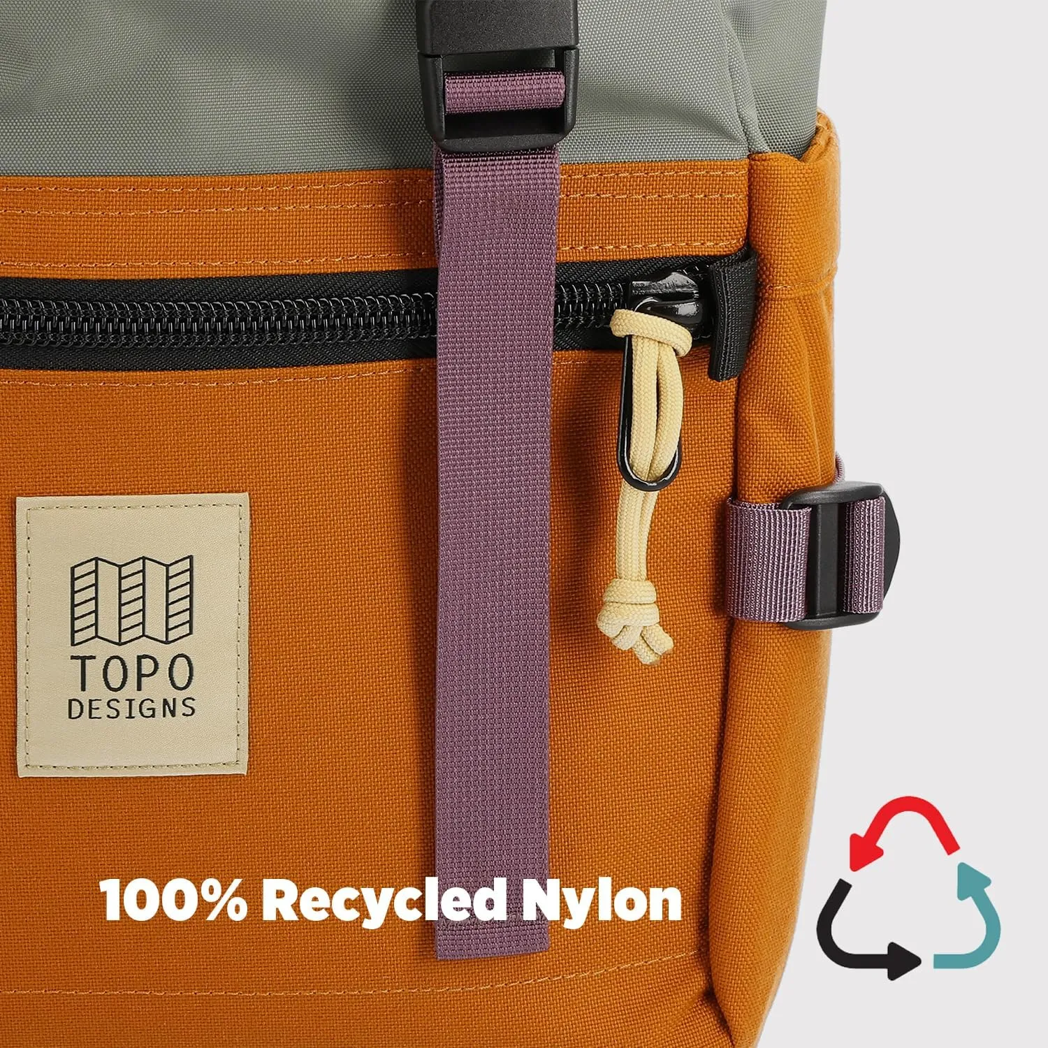 Topo Designs Rover Pack Classic - Daily Daypack for Commutes, Day Trips, Hikes, Iconic Denver Design, Recycled Nylon, (Bone White/Beetle)
