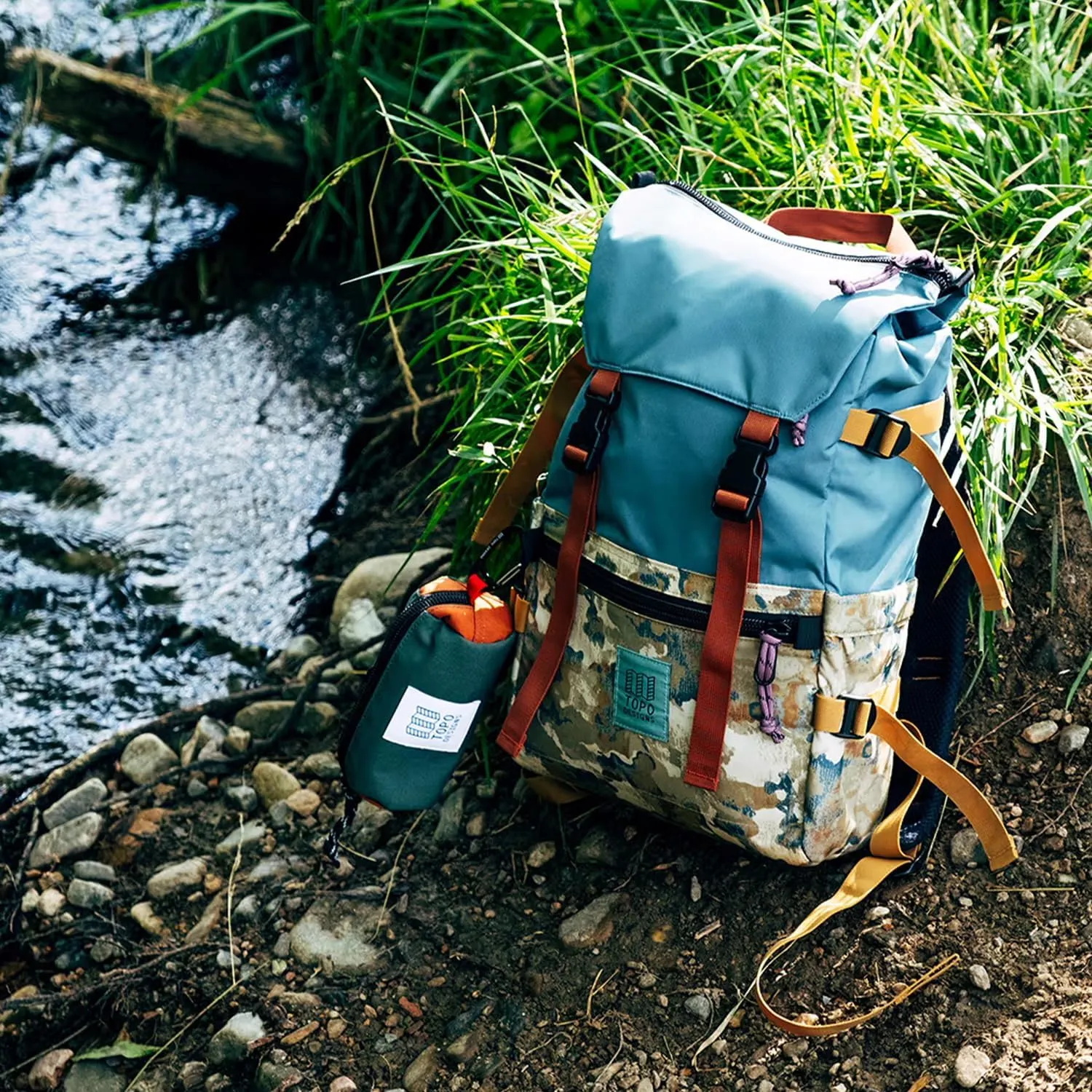 Topo Designs Rover Pack Classic - Daily Daypack for Commutes, Day Trips, Hikes, Iconic Denver Design, Recycled Nylon, (Bone White/Beetle)