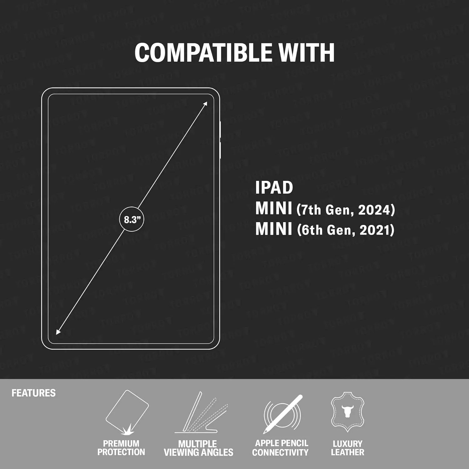 TORRO Case Compatible with iPad mini 7/6 – Genuine Leather iPad mini 7th / 6th Generation (2024/2021) Cover with Stand Function, Apple Pencil Connectivity and Wake Sleep Function (Green)