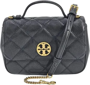 Tory Burch 153399 Willa Black With Gold Hardware Women's Mini Top Handle Bag