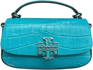 Tory Burch Britten Mini Top Handle Leather Crossbody Bag (Ocean Meadow)