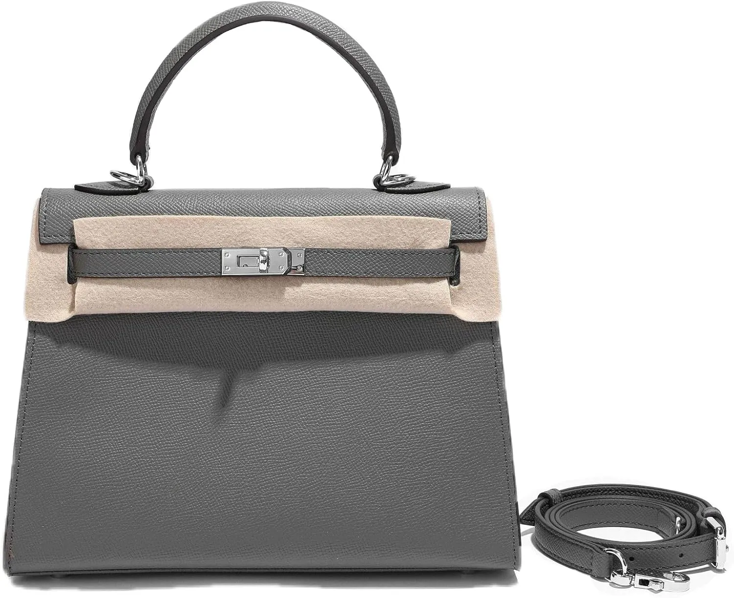 Tote Bag for Women, Genuine Leather Lychee Grain Handbag with 2 Adjustable Straps, Shoulder & Crossbody Purse (Small/Large)