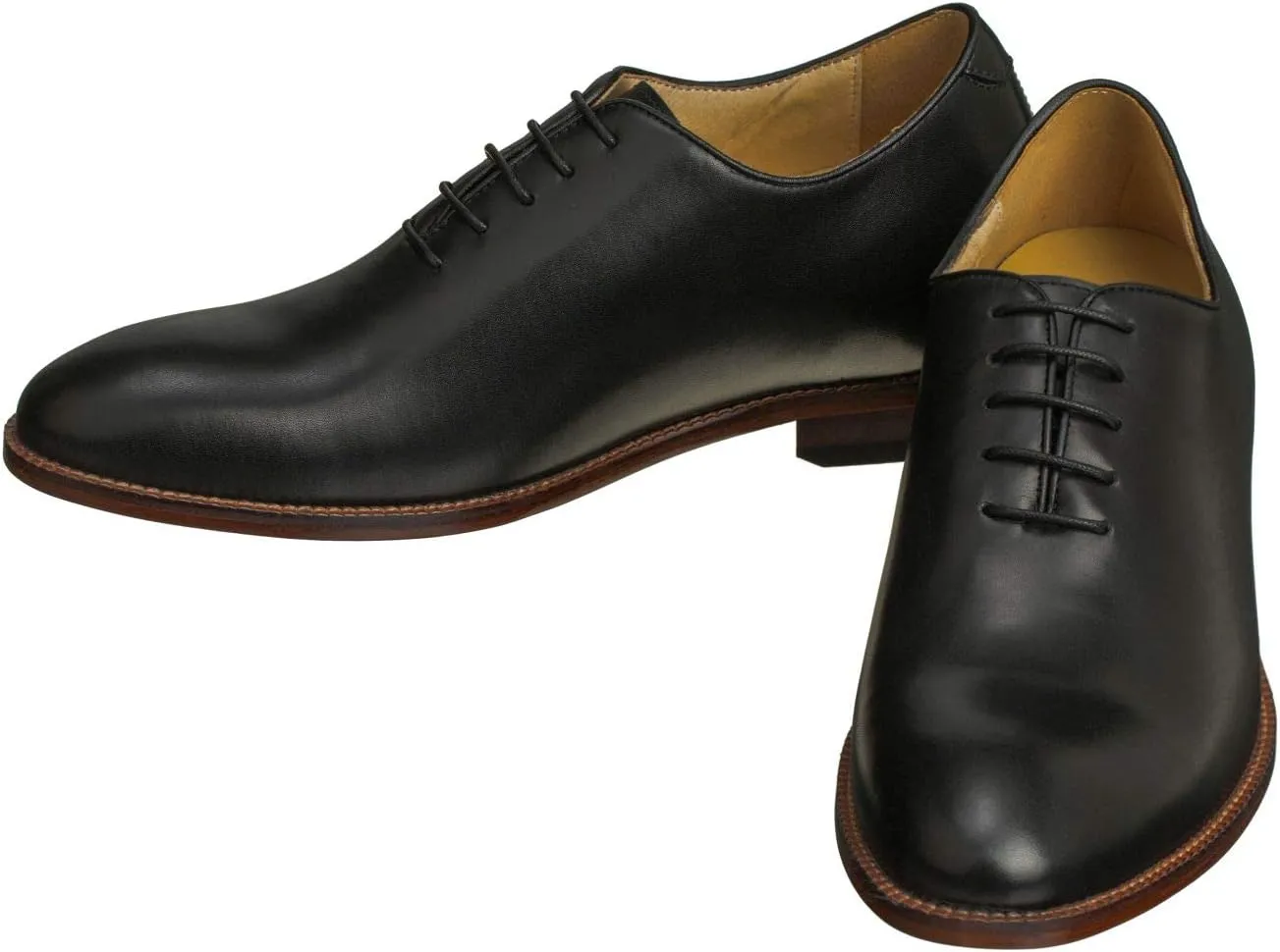 TOTO Men's Invisible Height Increasing Elevator Shoes - Black Premium Leather Lace-up Formal Oxfords - 2.6 Inches Taller - S3001 - Size 8 D(M) US