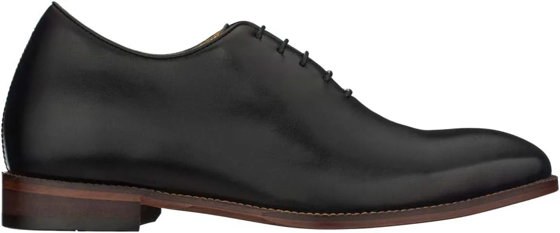 TOTO Men's Invisible Height Increasing Elevator Shoes - Black Premium Leather Lace-up Formal Oxfords - 2.6 Inches Taller - S3001 - Size 8 D(M) US