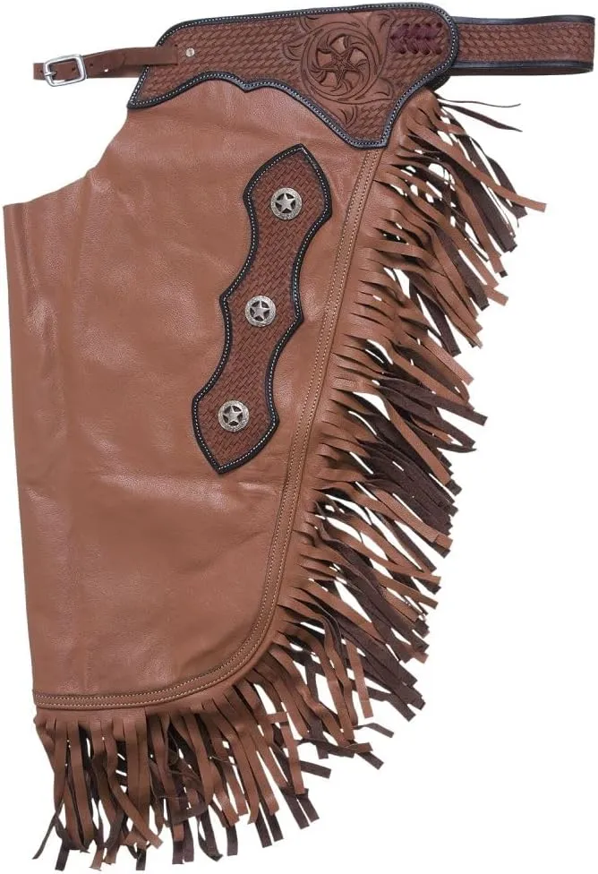 Tough 1 Premium Smooth Leather Chinks with Basketweave Filigree