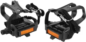Training Pedals For Kids Bike Toe Clips,Bicycle Pedals with Toe Clips & Straps,Road & Mountain Bike Compatible,1 Pair Nylon Cycling Pedals with Integrated Toe Clip Cages & Straps