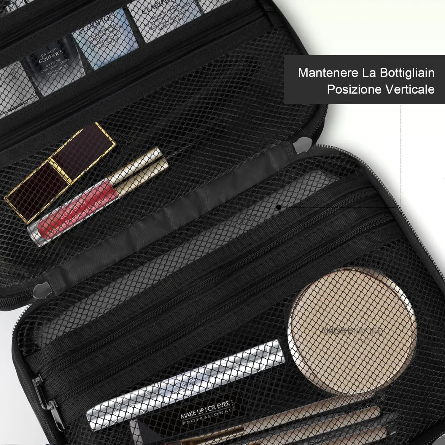 Travel Toiletry Bag for Men, Portable Shaving Bag Travel Cosmetic Bag with Hanging Hook, Water-proof Toiletry Organizer for Accessories, Shampoo, Full-size Container, Toiletries, Black