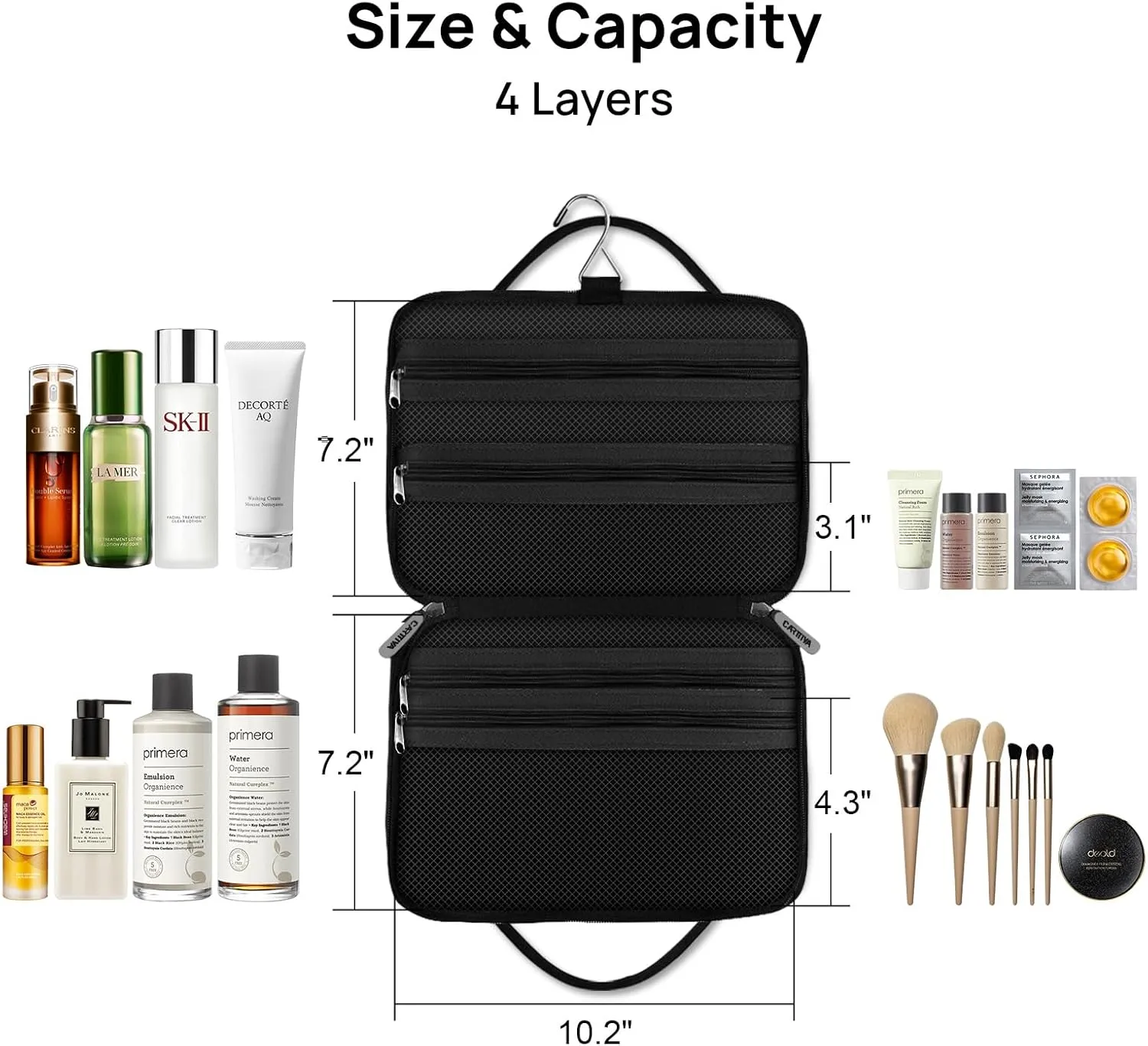 Travel Toiletry Bag for Men, Portable Shaving Bag Travel Cosmetic Bag with Hanging Hook, Water-proof Toiletry Organizer for Accessories, Shampoo, Full-size Container, Toiletries, Black