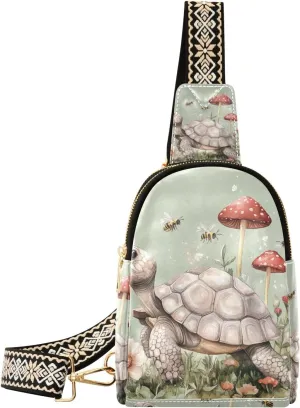 trendy Cute Turtle Reptile Realistic Style womens fanny pack leather crossover bags for women for day pack