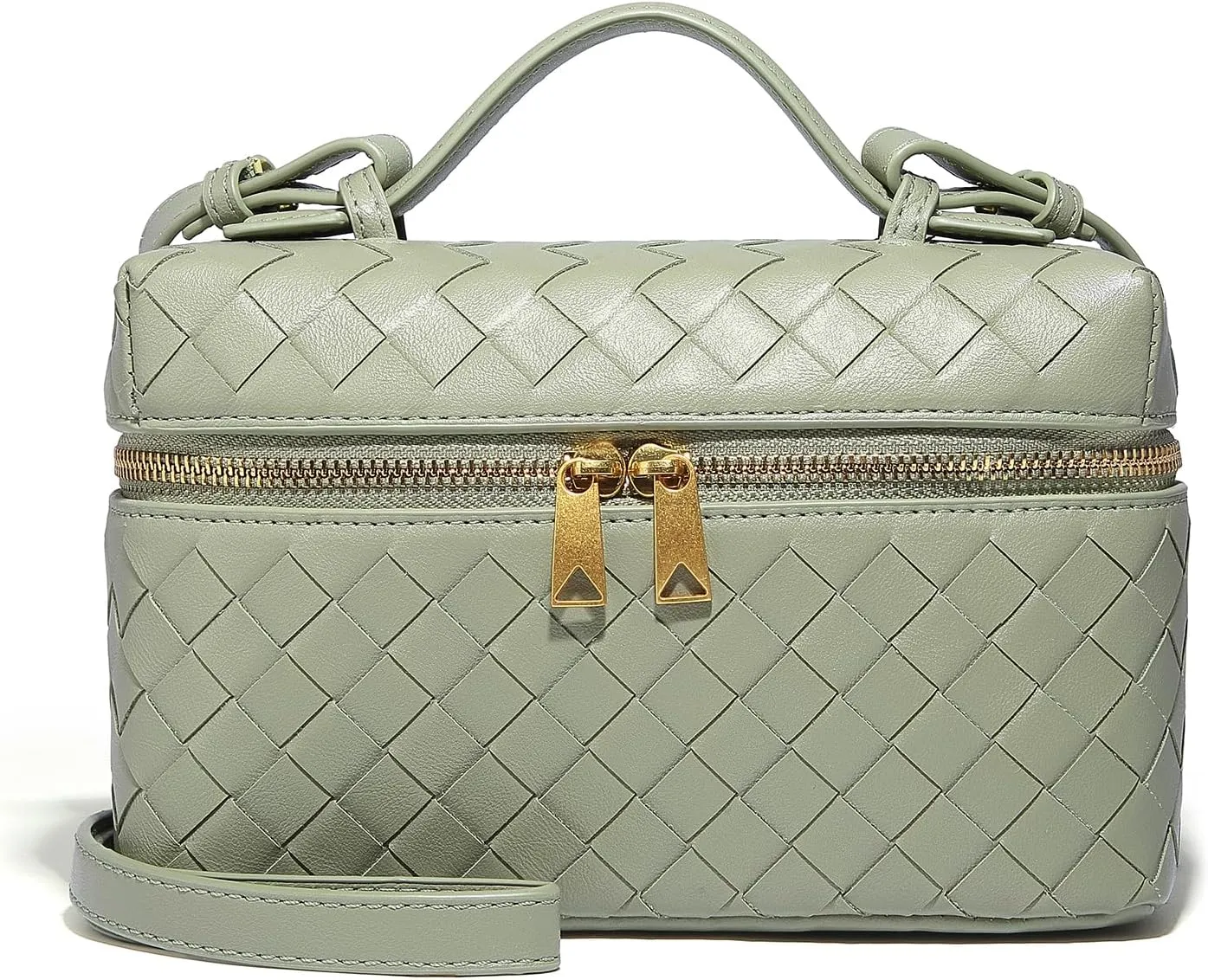 Trendy Woven Crossbody Purse Bag for Women Cute Shoulder Bag Square Box Bags Mini PU Leather Top Handle Purses Handbag