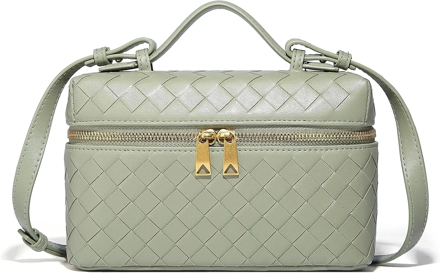 Trendy Woven Crossbody Purse Bag for Women Cute Shoulder Bag Square Box Bags Mini PU Leather Top Handle Purses Handbag