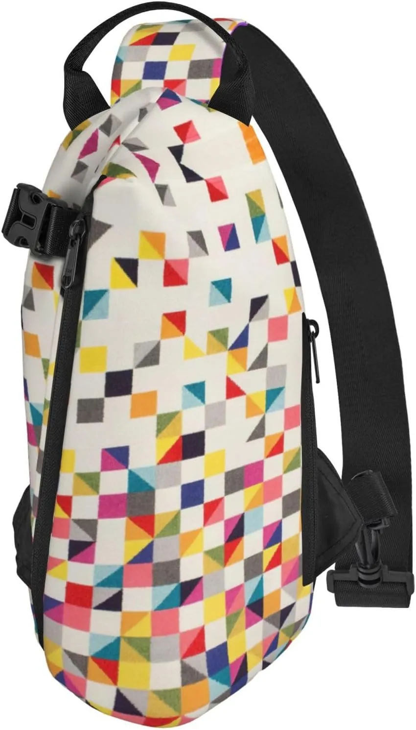 Triangle Geometric Print Crossbody Backpack Casual Adjustable Bag Multifunctional Sling Backpack