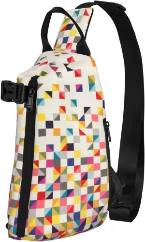 Triangle Geometric Print Crossbody Backpack Casual Adjustable Bag Multifunctional Sling Backpack