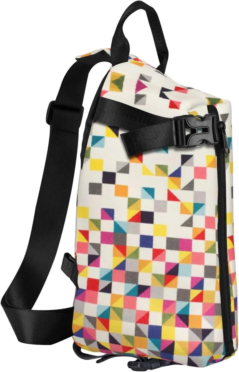 Triangle Geometric Print Crossbody Backpack Casual Adjustable Bag Multifunctional Sling Backpack