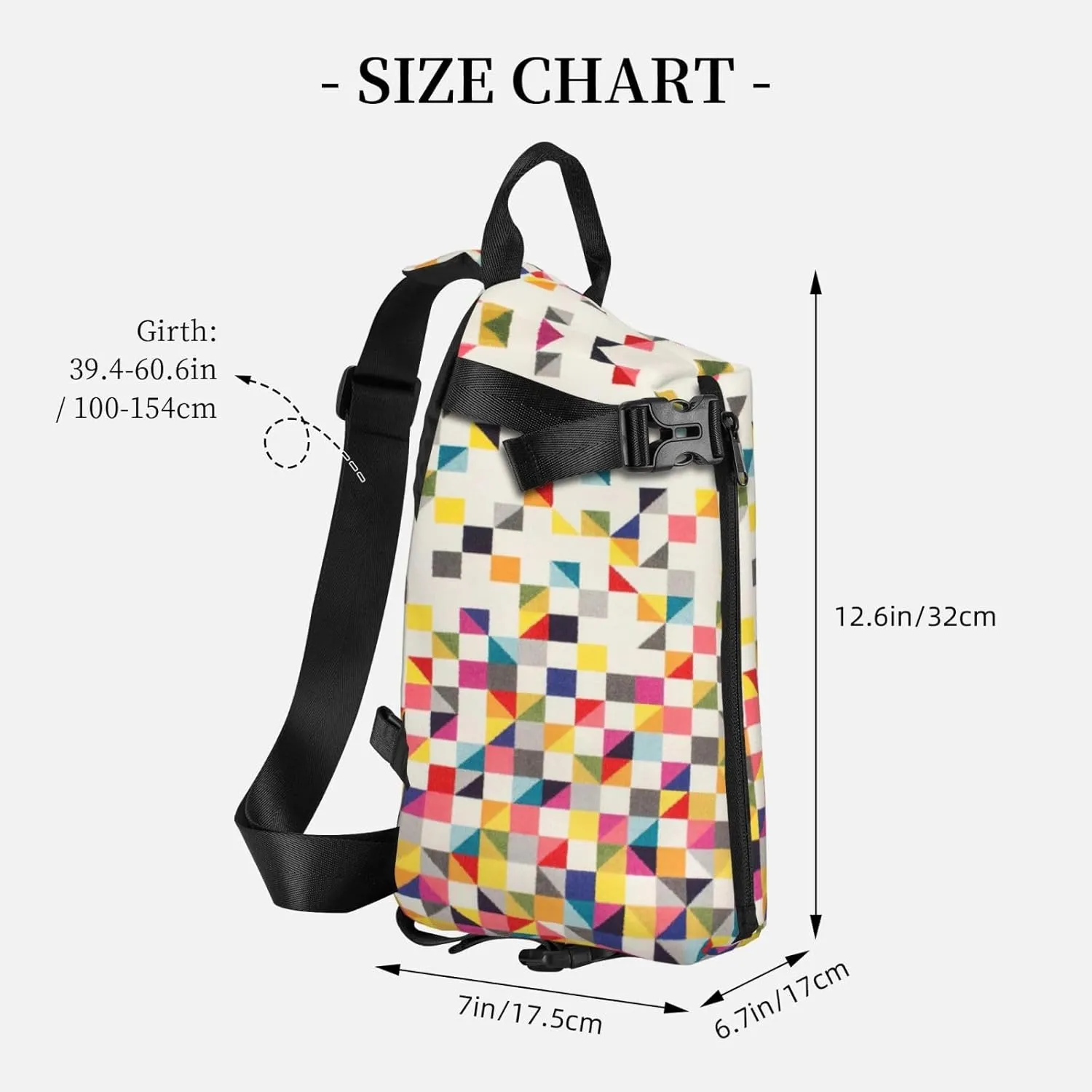 Triangle Geometric Print Crossbody Backpack Casual Adjustable Bag Multifunctional Sling Backpack