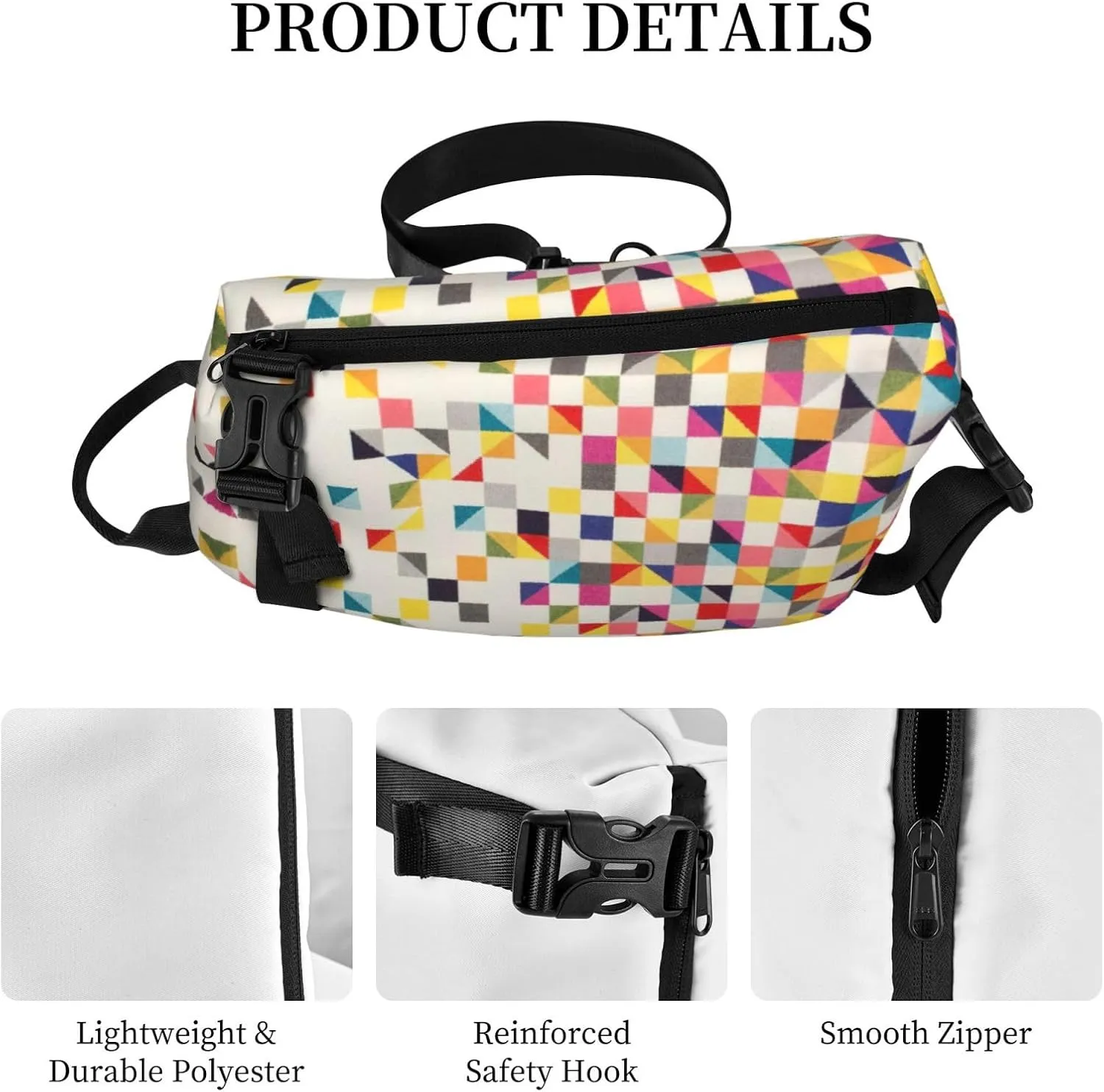 Triangle Geometric Print Crossbody Backpack Casual Adjustable Bag Multifunctional Sling Backpack
