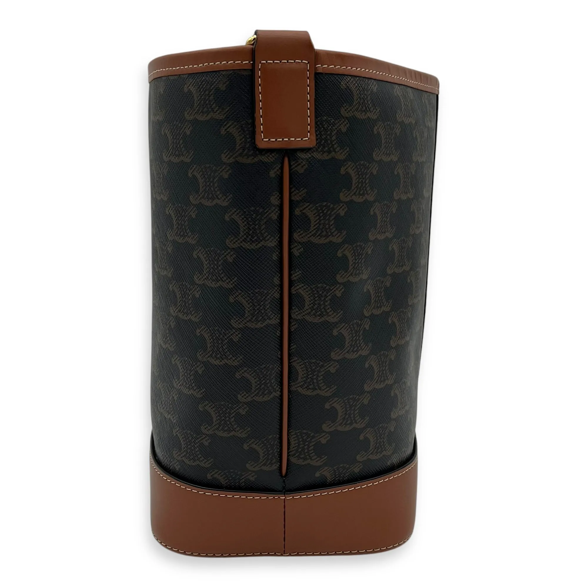 Triomphe Bucket Bag Brown in Coated Canvas, Gold hardware