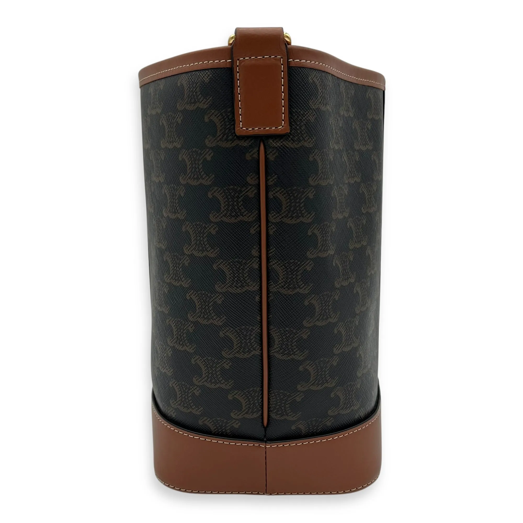 Triomphe Bucket Bag Brown in Coated Canvas, Gold hardware