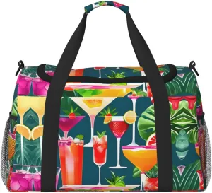 Tropical Cocktail print Weekender Overnight Carry On Bag Gym Luggage Bag Duffel Bag for Travel Women