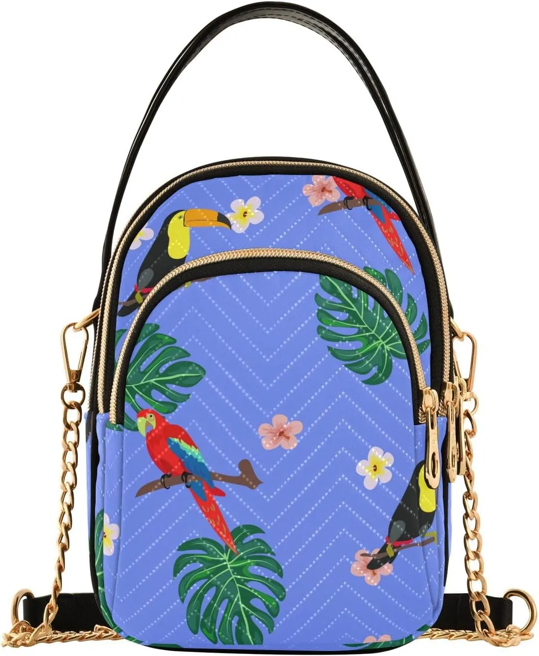 Tropical Pattern with Exotic Birds Design Crossbody Bags Shoulder Bag for Women Stylish Ladies Messenger Bags Cell Phone Purse and Handbags Wallet