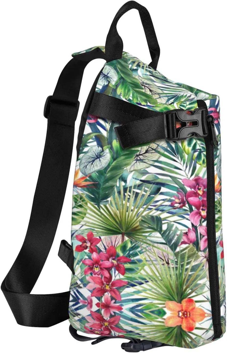 Tropical Plants Print Crossbody Backpack Casual Adjustable Bag Multifunctional Sling Backpack