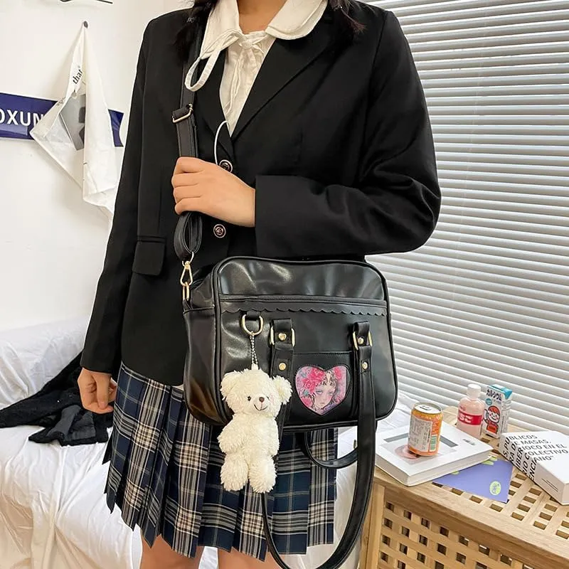 TTCAYU Ita Bag kawaii Pin Display Bag with Pin Mesh Insert Anime Crossbody Handbag Japanese Shoulder JK Uniform Purse