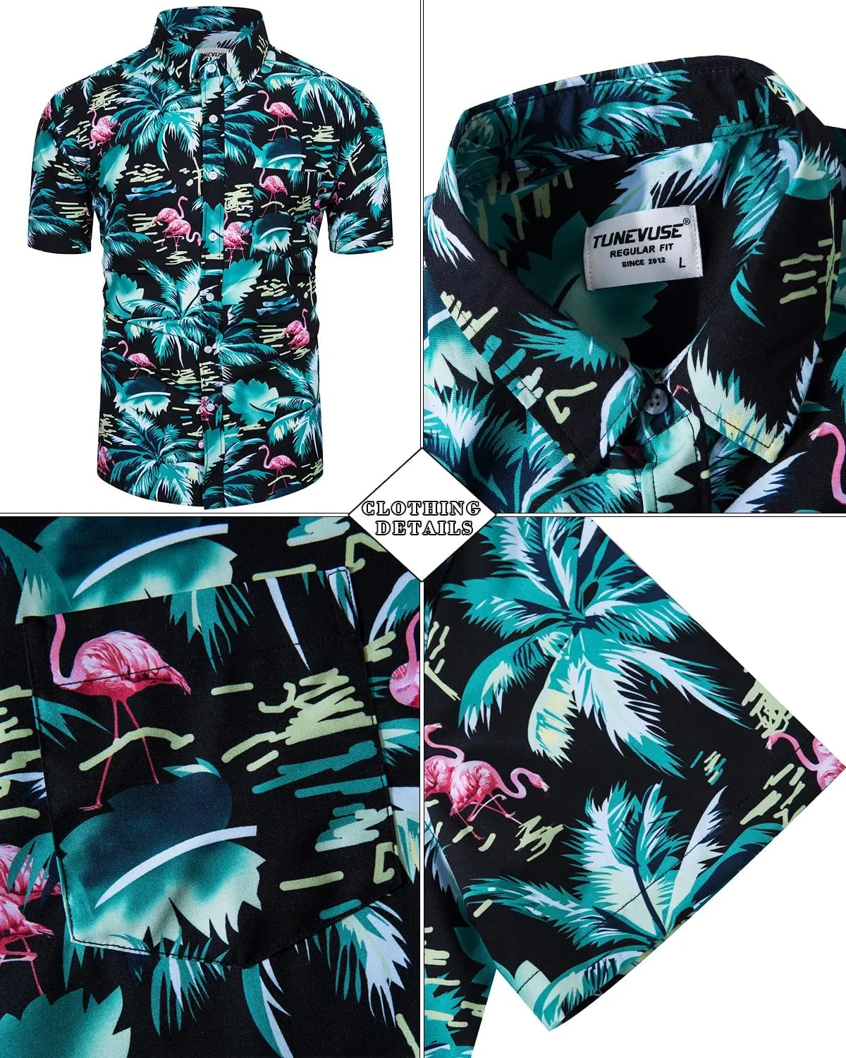 TUNEVUSE Mens Hawaiian Shirts and Shorts Set 2 Pieces Beach Outfits Flower Print Summer Tropical Suit with Bucket Hats