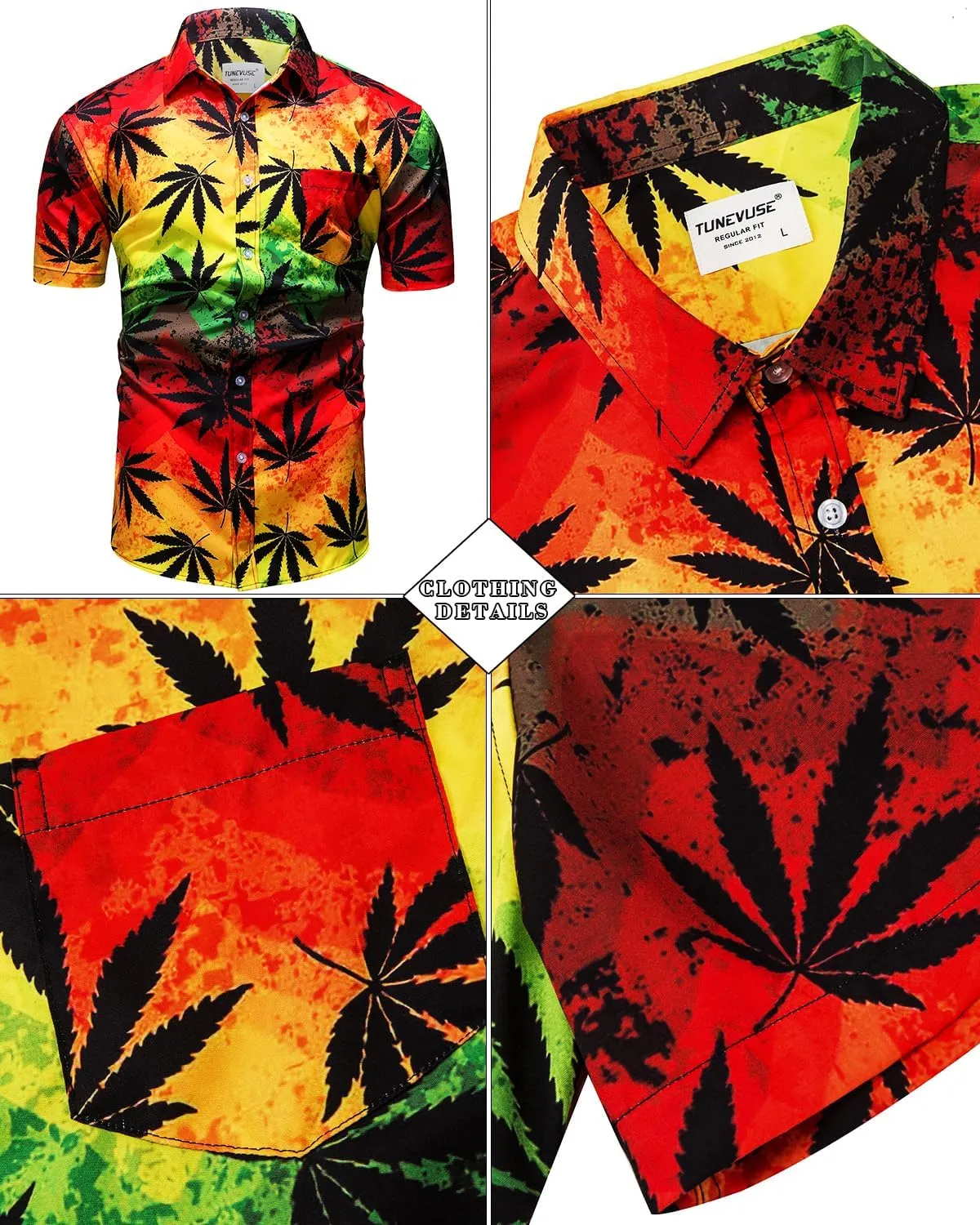 TUNEVUSE Mens Hawaiian Shirts and Shorts Set 2 Pieces Beach Outfits Flower Print Summer Tropical Suit with Bucket Hats