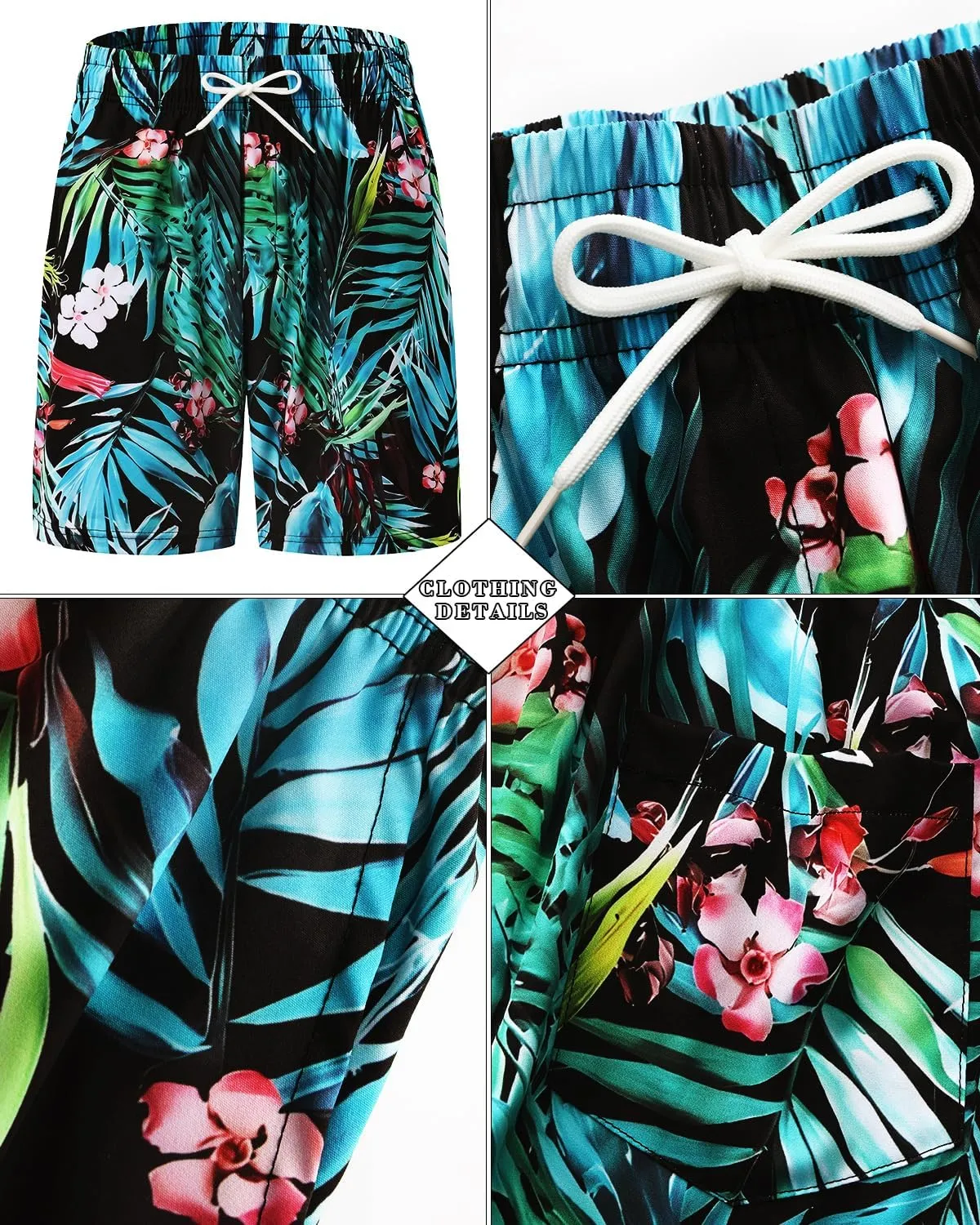 TUNEVUSE Mens Hawaiian Shirts and Shorts Set 2 Pieces Beach Outfits Flower Print Summer Tropical Suit with Bucket Hats
