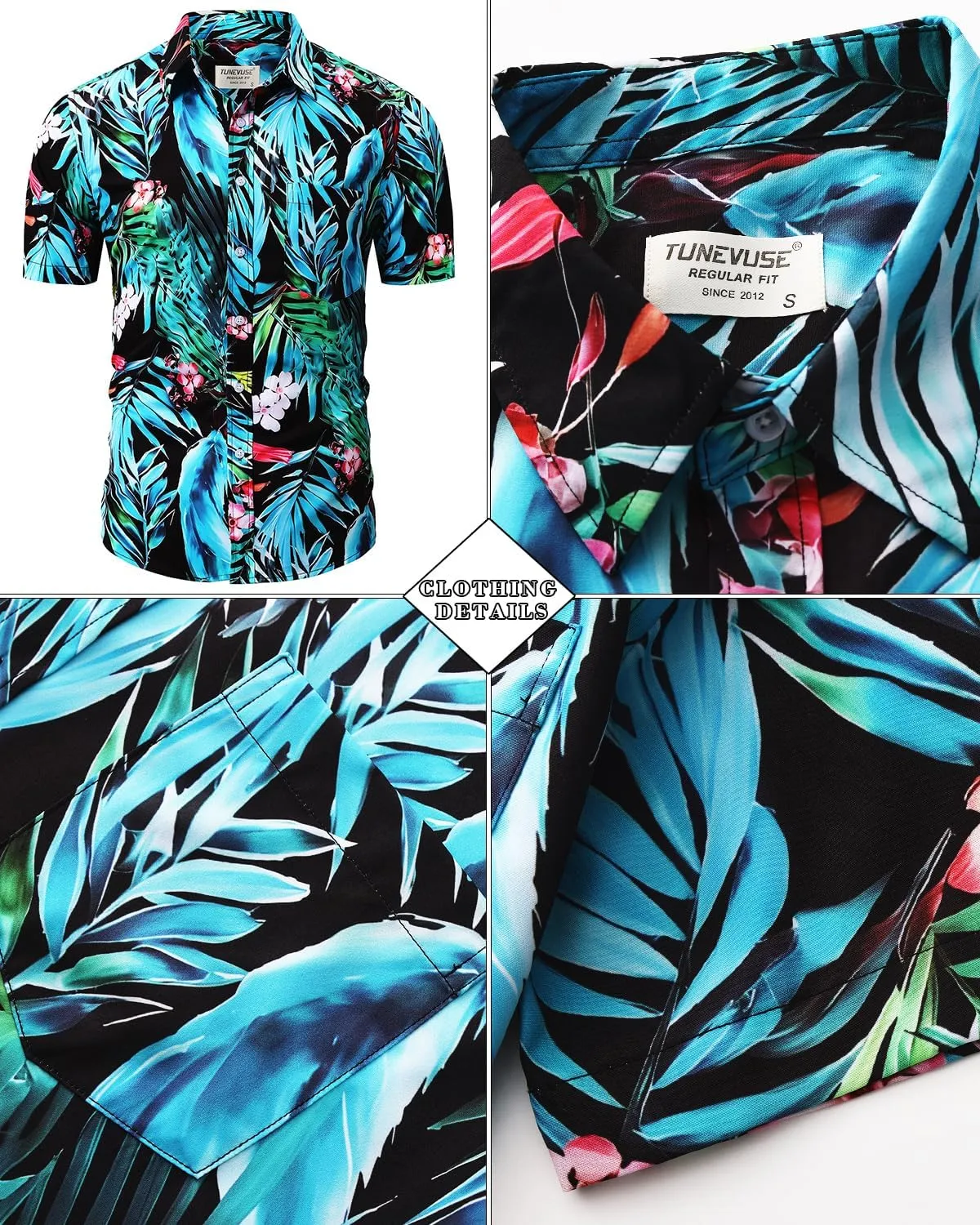 TUNEVUSE Mens Hawaiian Shirts and Shorts Set 2 Pieces Beach Outfits Flower Print Summer Tropical Suit with Bucket Hats