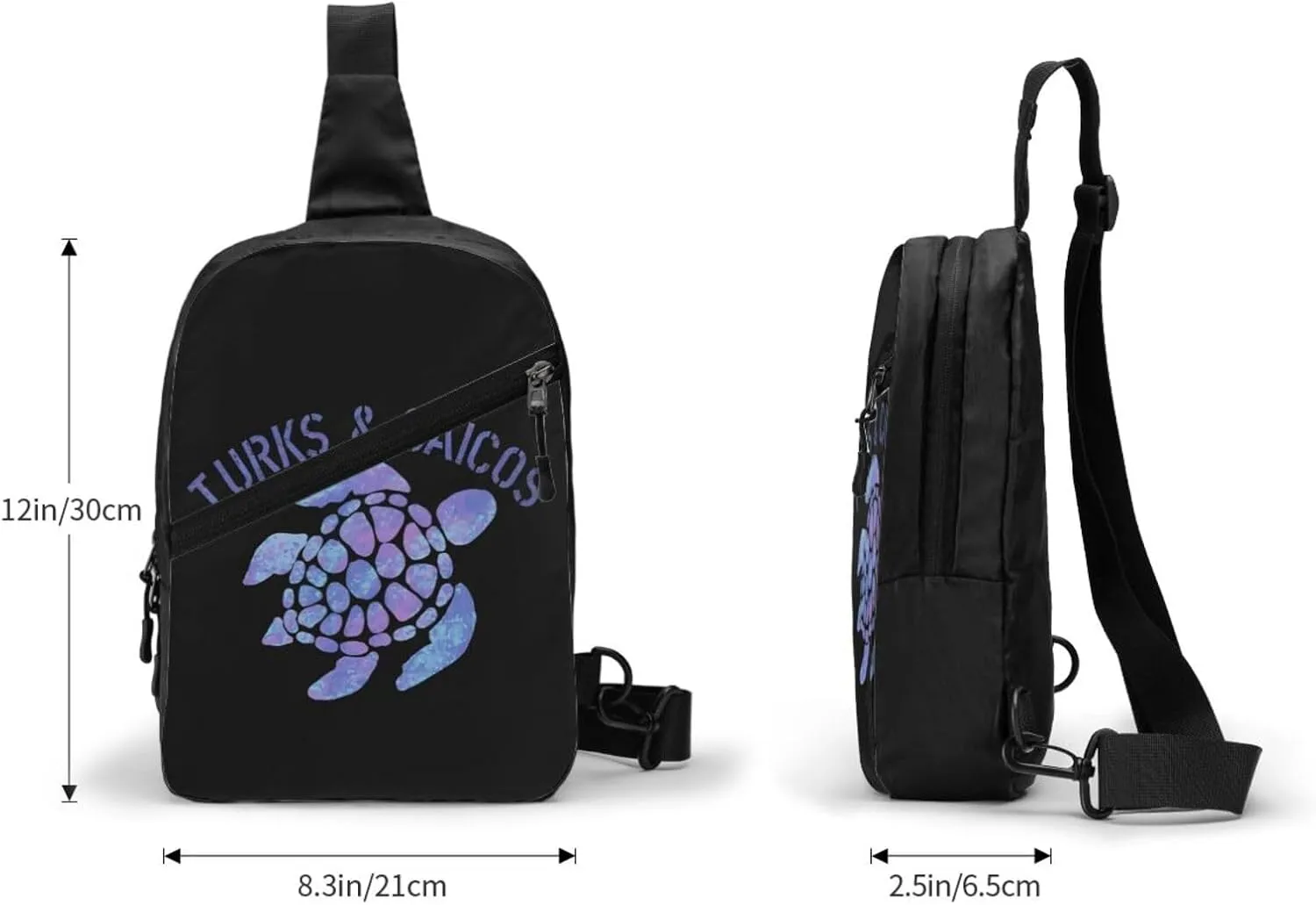 Turks Caicos Islands Flag Turtle Crossbody Bag Portable Sling Bags Foldable Chest Daypack Reusable Sports Shoulder Backpack Diagonally Casual Rucksack Travel Bag