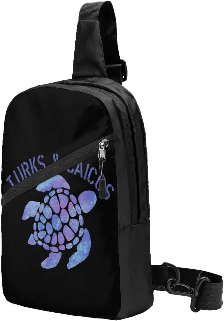 Turks Caicos Islands Flag Turtle Crossbody Bag Portable Sling Bags Foldable Chest Daypack Reusable Sports Shoulder Backpack Diagonally Casual Rucksack Travel Bag